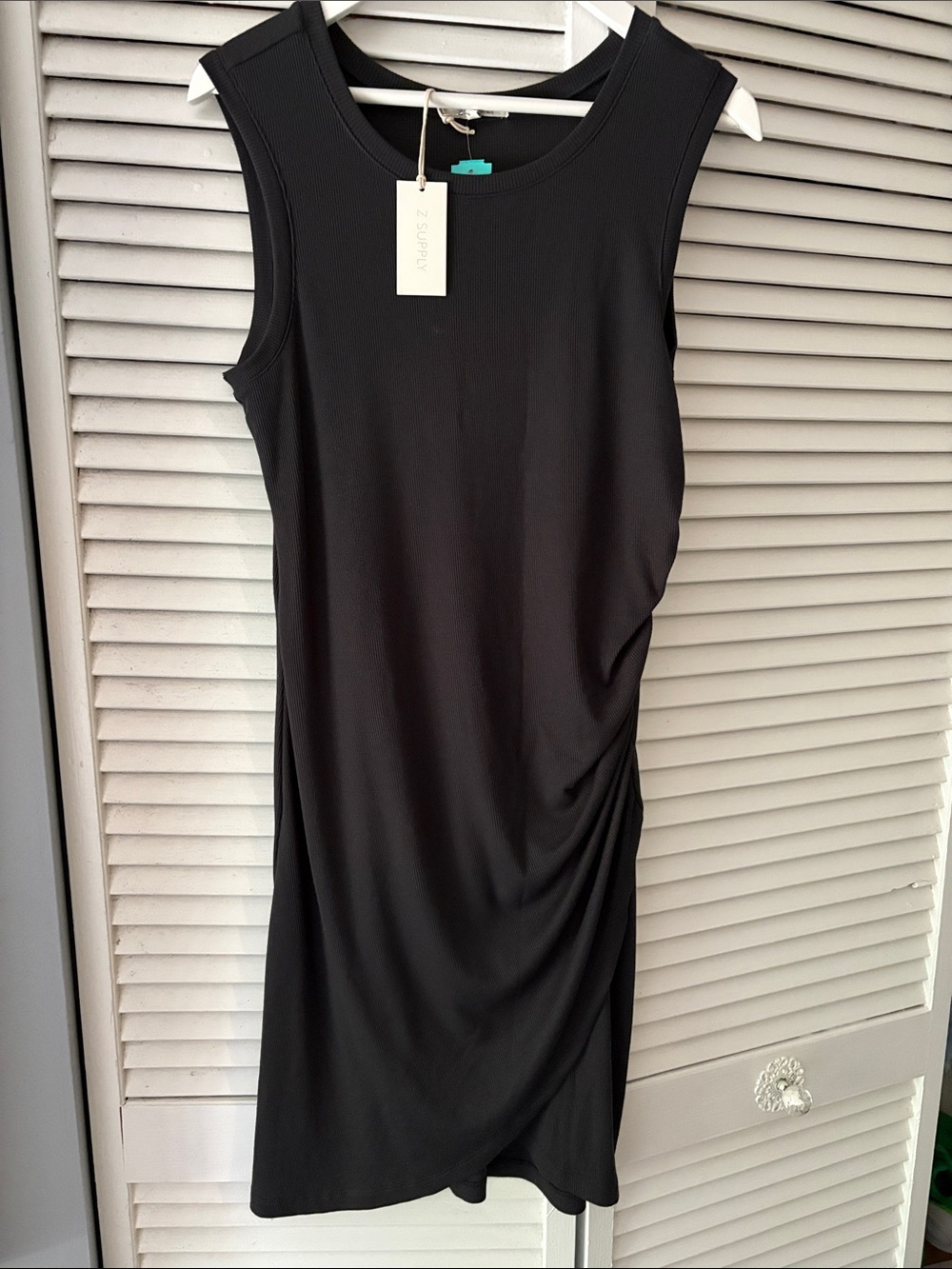 Z Supply dark grey Sleeveless Side-Ruched Tank Mini Dress